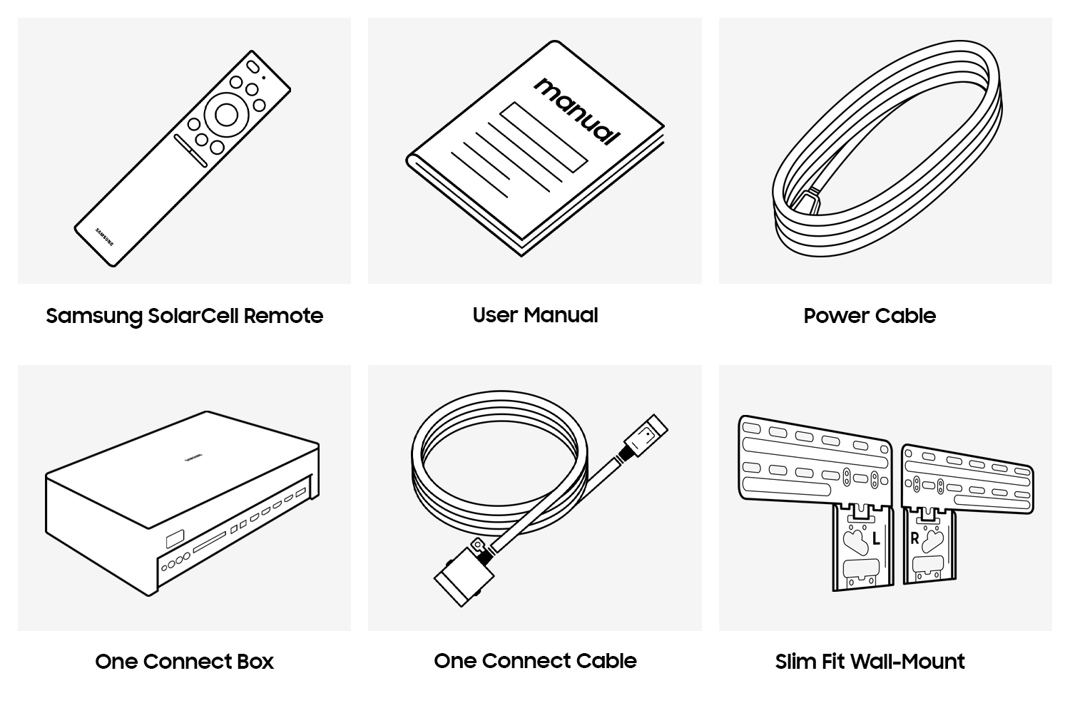 Samsung 2021The Frame QLED 4K Smart TV accessories provided include One Connect and remote control.