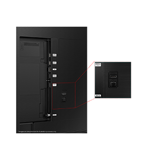 Samsung 2024 QLED Q60D has USB, HDMI, LAN, atenna ports and etc. on  the side.