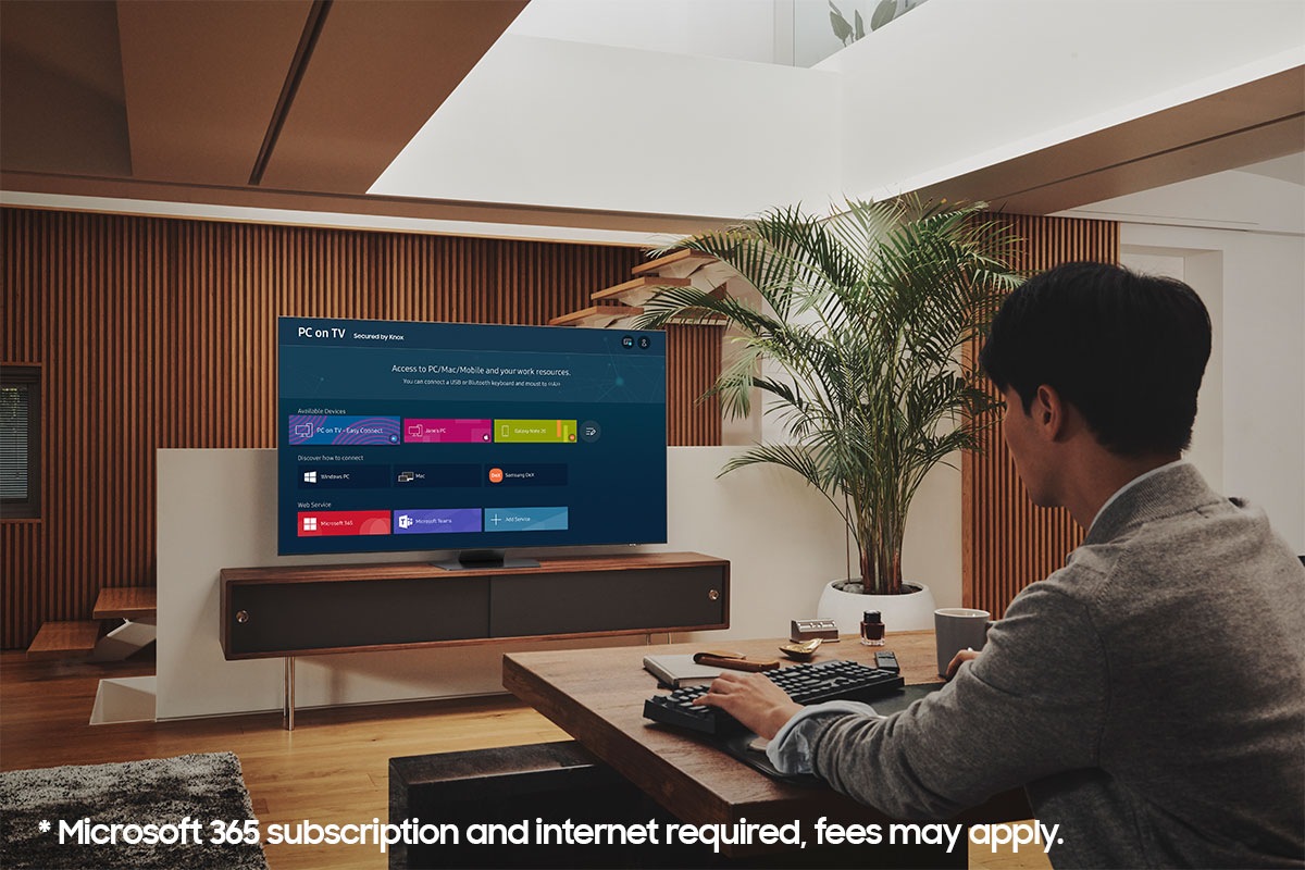 Neo QLED QN85B is showing workspace in order to work from home