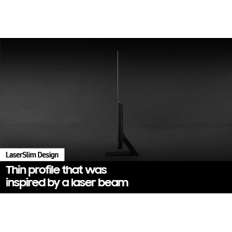 An OLED TV is displayed sideways to show its LaserSlim design.