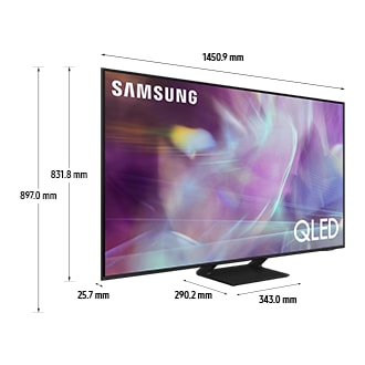 Dimension of Samsung QLED TV(1450.9 x 897.0 x 290.2 mm) Q60A with black feet stand