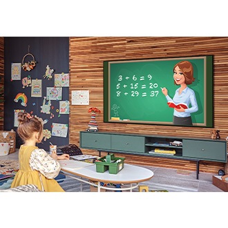 Samsung QLED Q60A is hanging on the wall using slim fit wall-mount