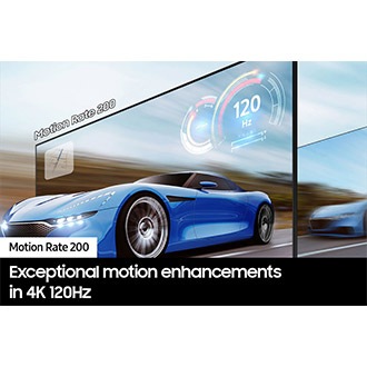 QLED TV Q70C with Motion Rate 200 shows the game screen clearly.