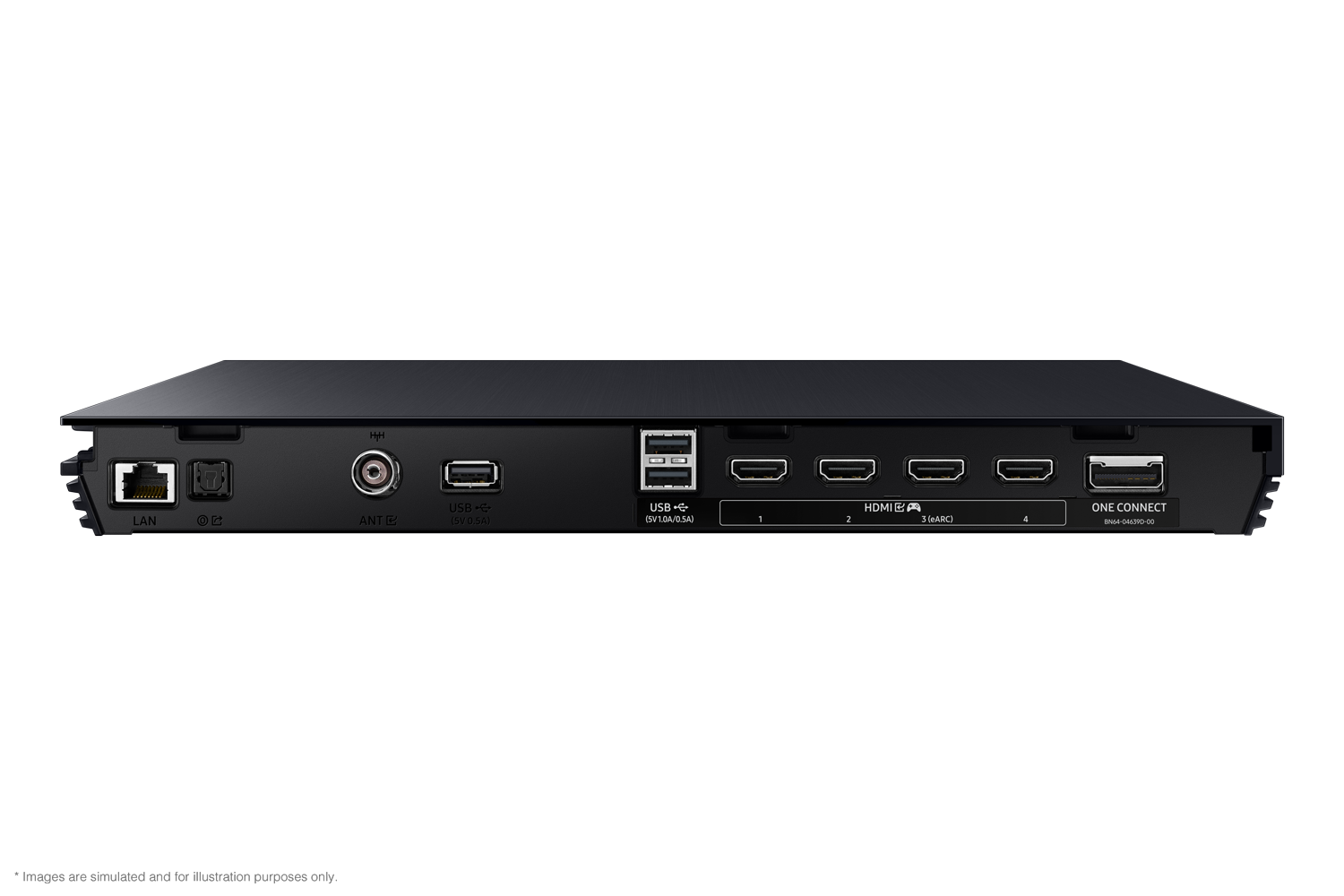 Samsung 2024 Neo QLED 8K QN900D has USB, HDMI, LAN, atenna ports and etc. on Attachable Slim One Connect