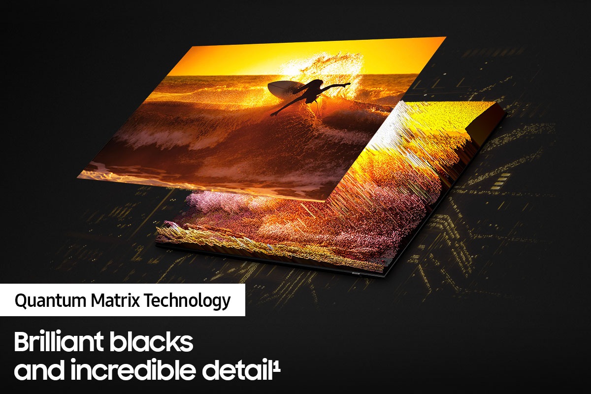 Neo QLED QN90B with Quantum Matrix Technology discovers great details in exceptional blacks, superior brightness and contrast