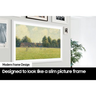 The Frame TV is installed tightly to the wall via Slim Fit Wall Mount to look like a real picture frame.