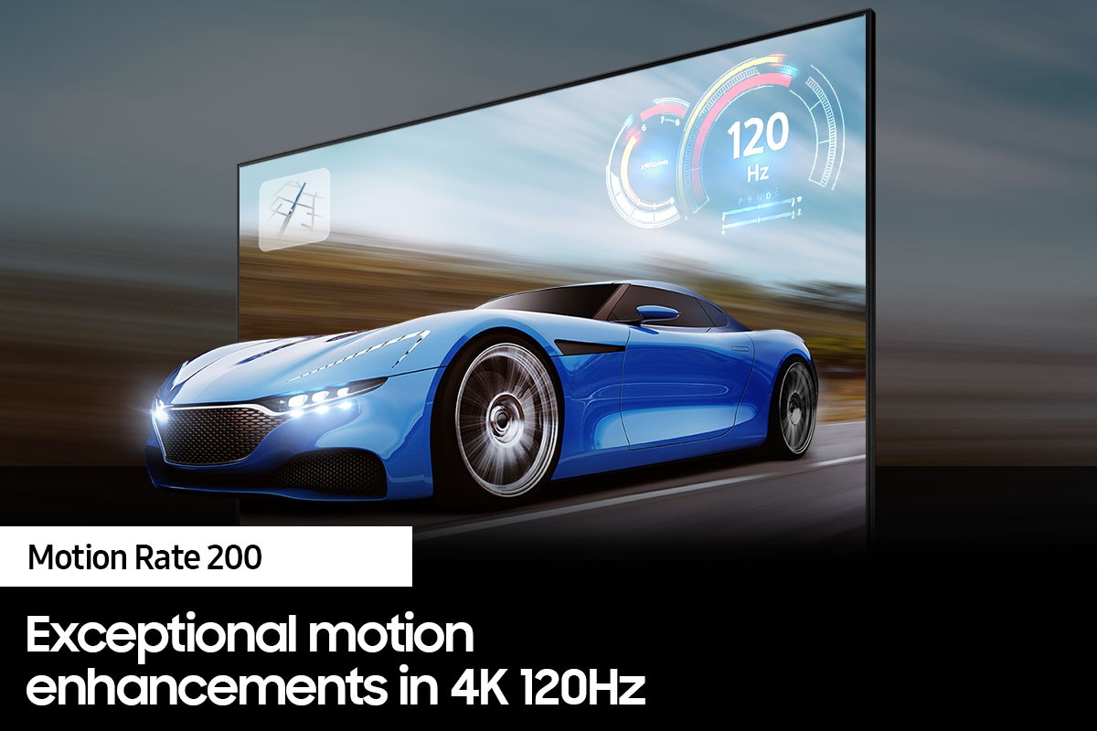 QLED Q70B with Motion Rate 200 shows the game screen clearly.