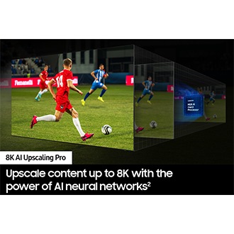 Samsung NQ8 AI Gen3 Processor works behind the scenes to optimize the details of a soccer match into great clarity.