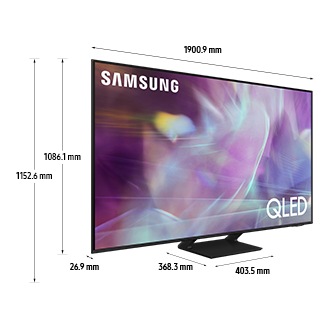 Dimension of Samsung QLED TV(1900.9 x 1152.6 x 368.3 mm) Q60A with black feet stand
