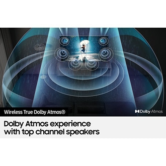 Soundwaves from Dolby Atmos are rippling out of QLED Q80B filling the room