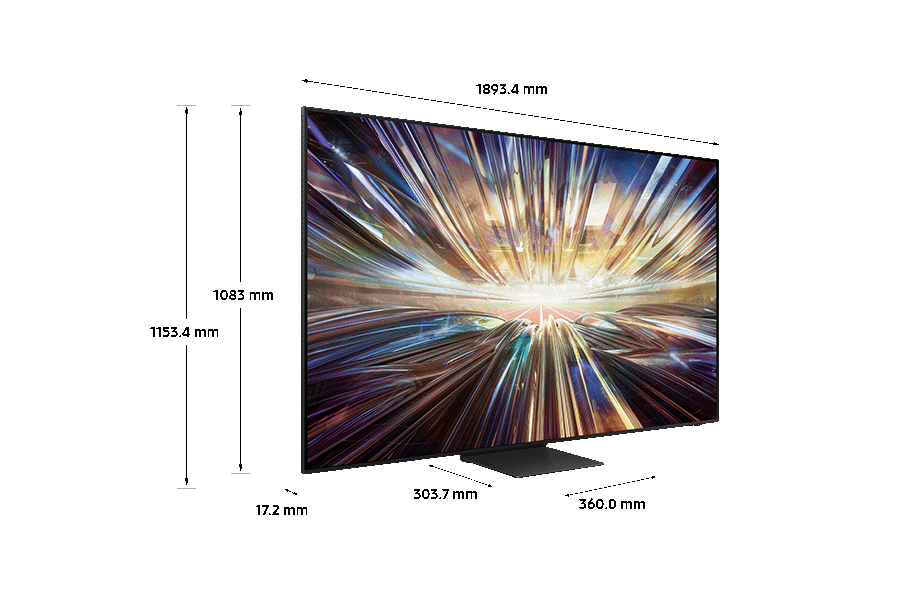 Dimension of Samsung Neo QLED TV (1893.4 x 1153.4 x 17.2 mm) QN800D with black slim oc stand