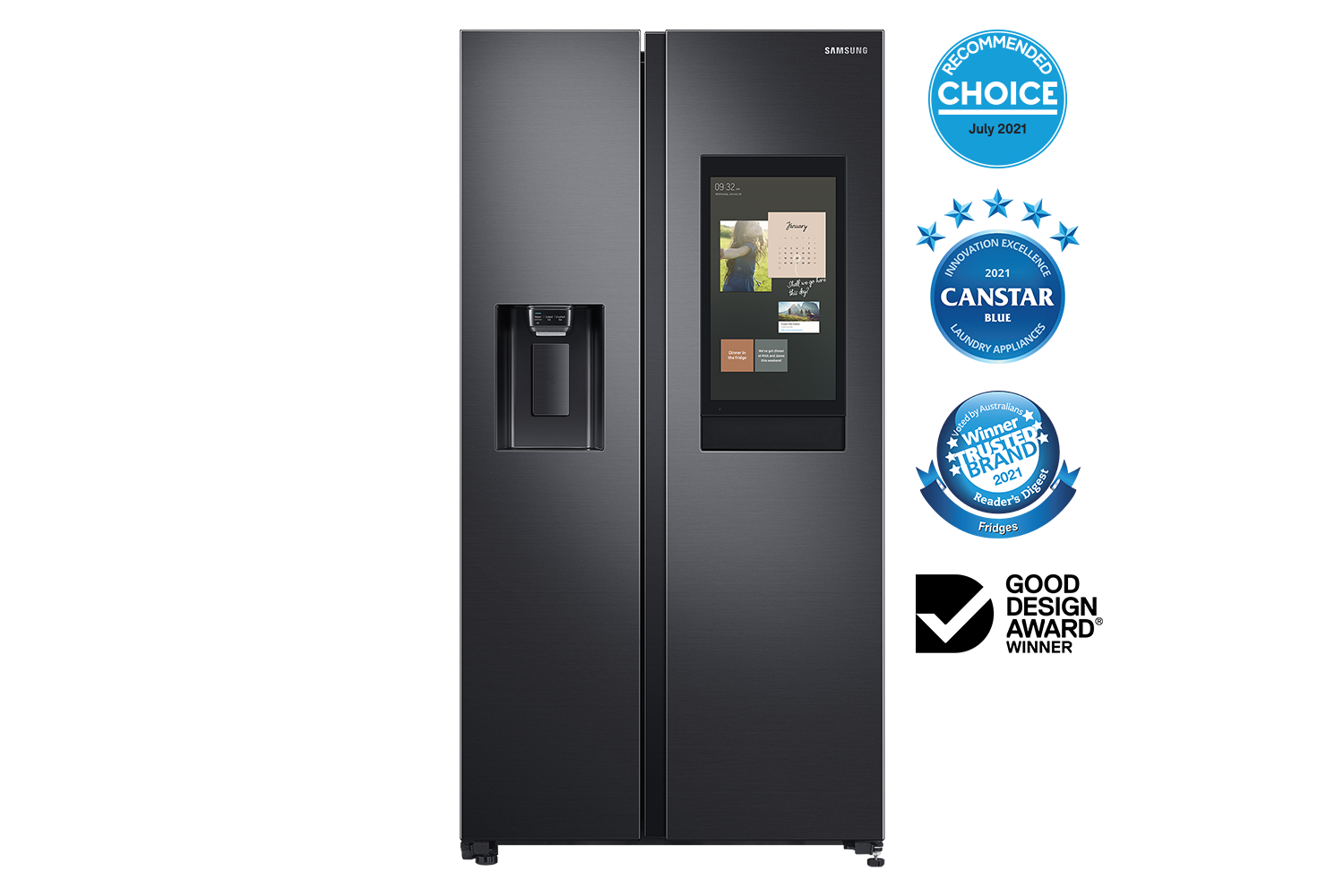 SRS656MBFH4 616L Family Hub™ Side by Side Smart Fridge Samsung Australia