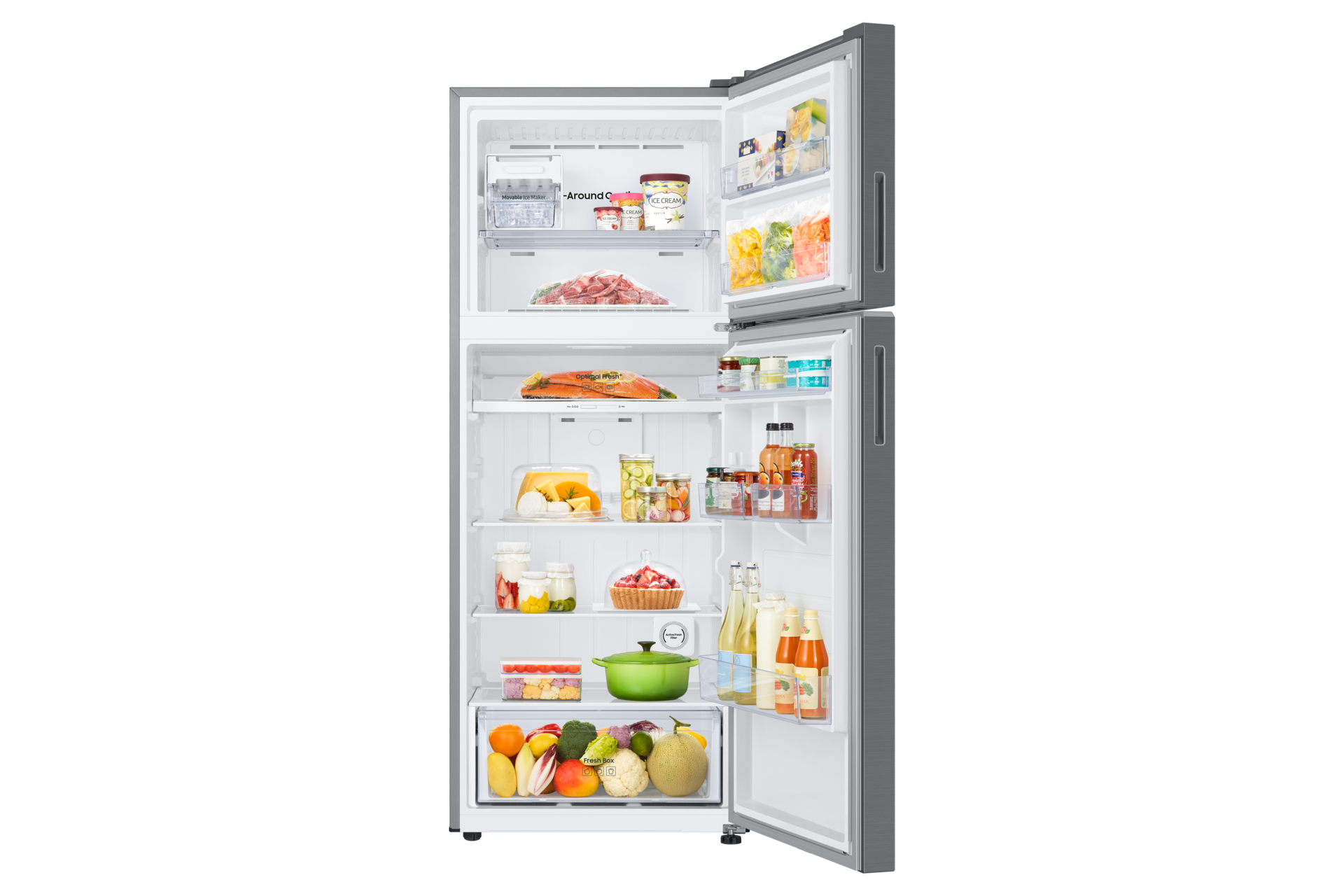 RT6300C Top Mount Freezer Refrigerators with SmartThings AI Energy Mode Front-Open-With-Food Refined Inox 