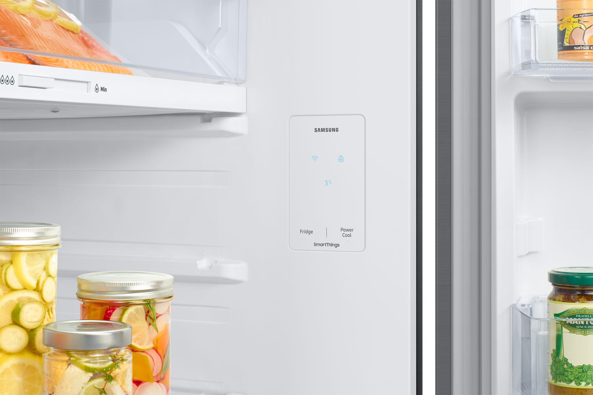 RT6300C Top Mount Freezer Refrigerators with SmartThings AI Energy Mode Detail-Internal-Display Refined Inox 