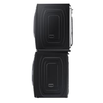 Black washer and dryer stacking set right side view
