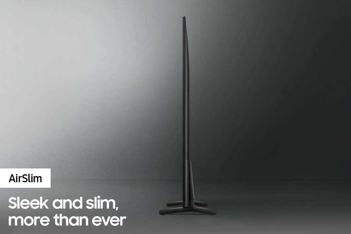 Profile view of Crystal UHD TV AU8000 shows ultra slim design of Crystal UHD TV AirSlim