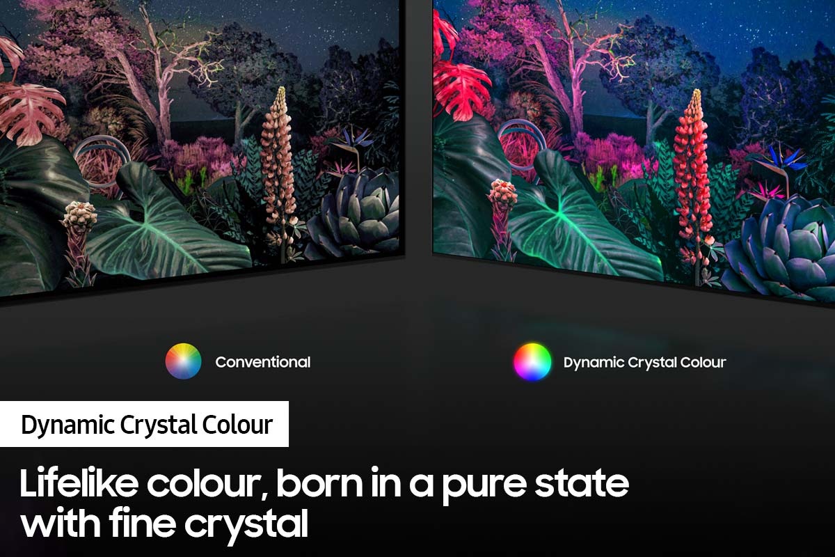 يمكن لتلفزيون Crystal UHD AU8000 مع اللون البلوري الديناميكي تقديم نطاق كامل من الألوان