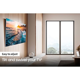 TV tilted down by articulating TV mount.