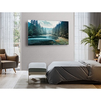 TV facing bed by  articulating TV mount.