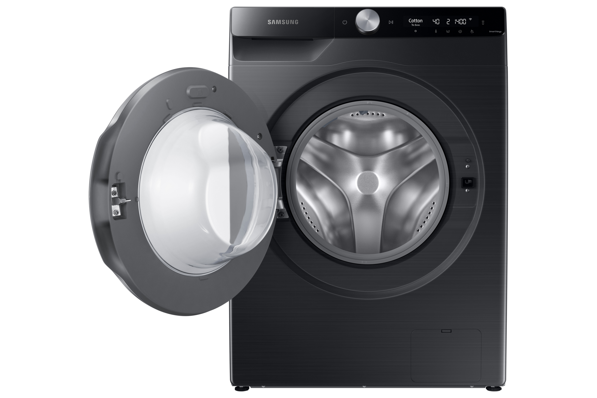 11kg Smart Front Load Washer - WW11CG60ADLBSA Front-Open Black 