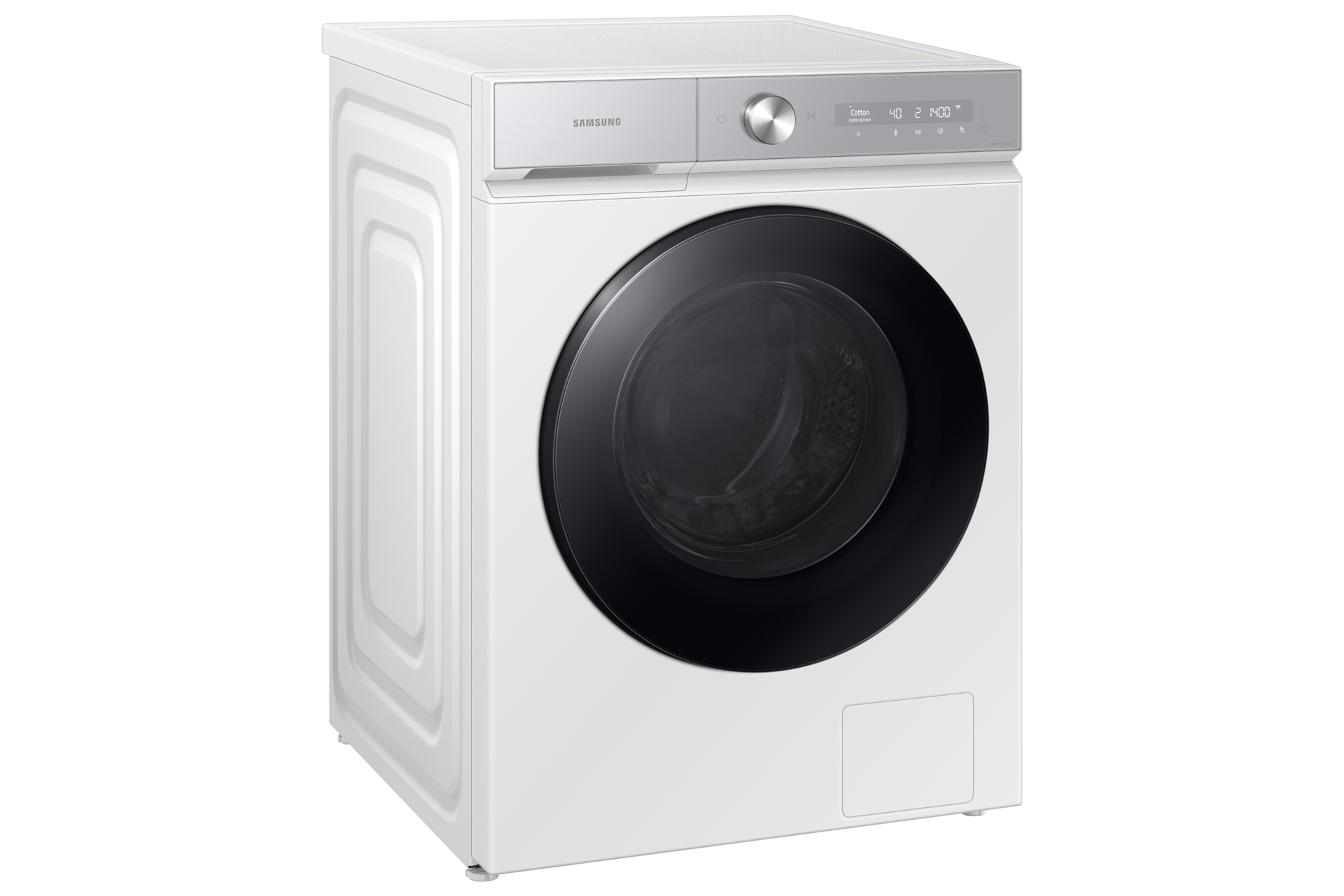 12kg BESPOKE BubbleWash™ Smart Front Load Washer with AI Wash and Auto Dispense - WW12BB94ADGHSA L-Perspective White 
