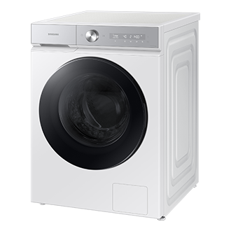 12kg BESPOKE BubbleWash™ Smart Front Load Washer with AI Wash and Auto Dispense - WW12BB94ADGHSA R-Perspective White 