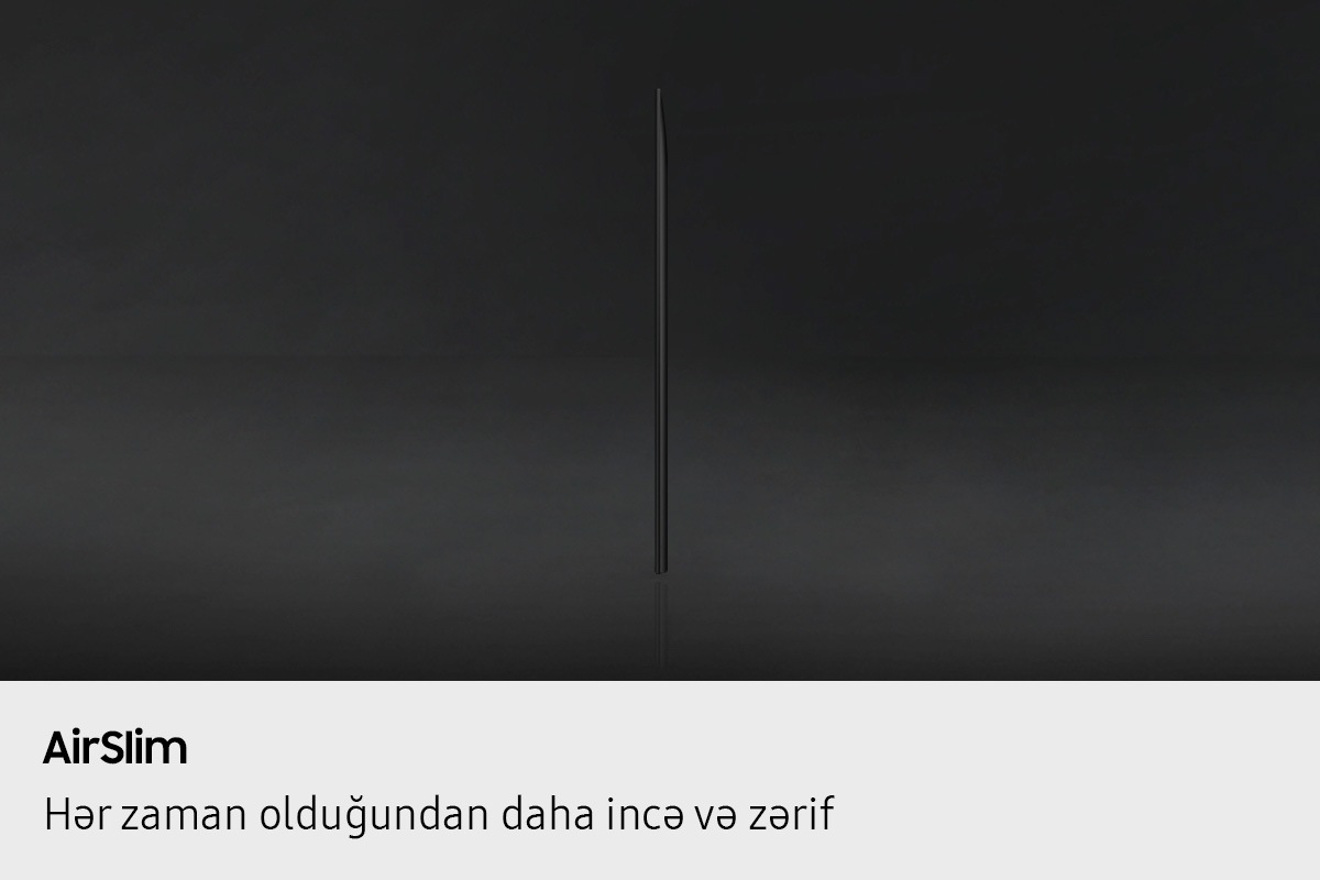 QLED televizorunun profil görünüşü onun ultra incə dizaynını göstərir.
