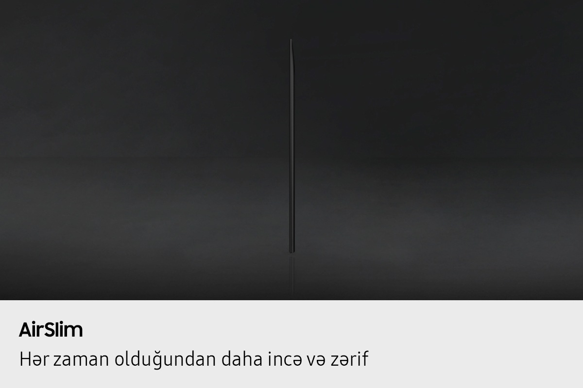Neo QLED televizorunun profil görünüşü onun ultra incə dizaynını göstərir.