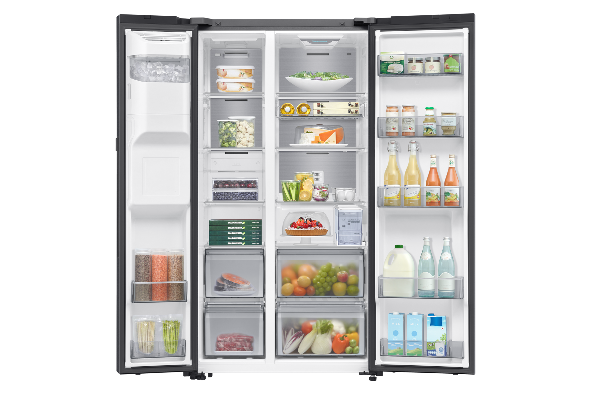 Bespoke AI Refrigerator SBS AI Home Refrigerator SBS AI Home SBS AI Home Front-Open-With-food Black Doi 