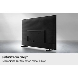 MetalStream Dizaynlı televizorun arxa görünüşü. Qara rəngli metal korpusa və qırışlı naxışa malikdir.