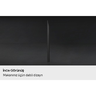 Samsung televizorunun profil görünüşü onun incə görünüşlü dizaynını göstərir.