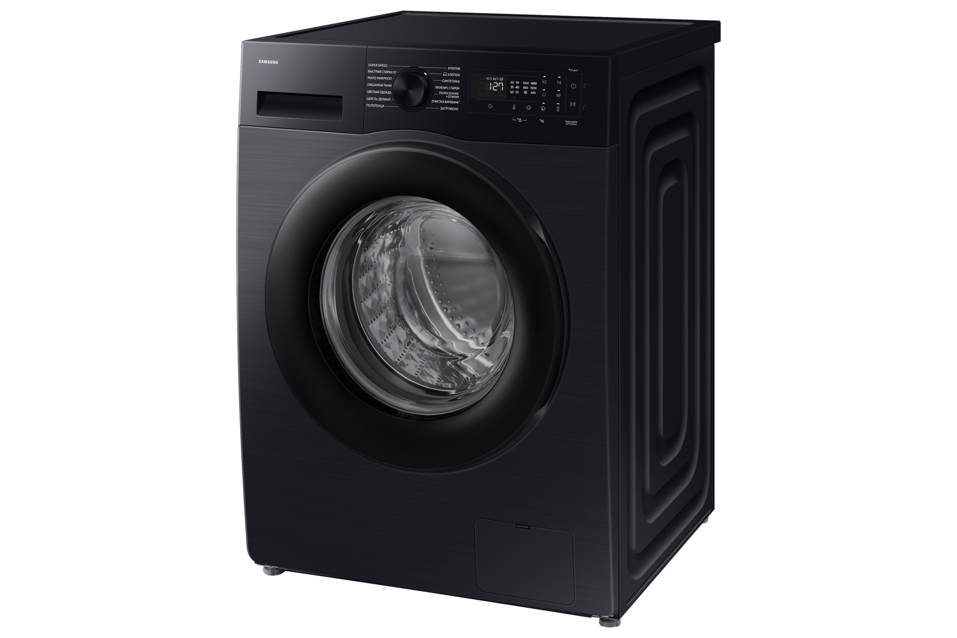 WW5000D FL Washer with SmartThings AI Energy Mode A-10% Extra Energy Efficiency 11kg R-Perspective Black 
