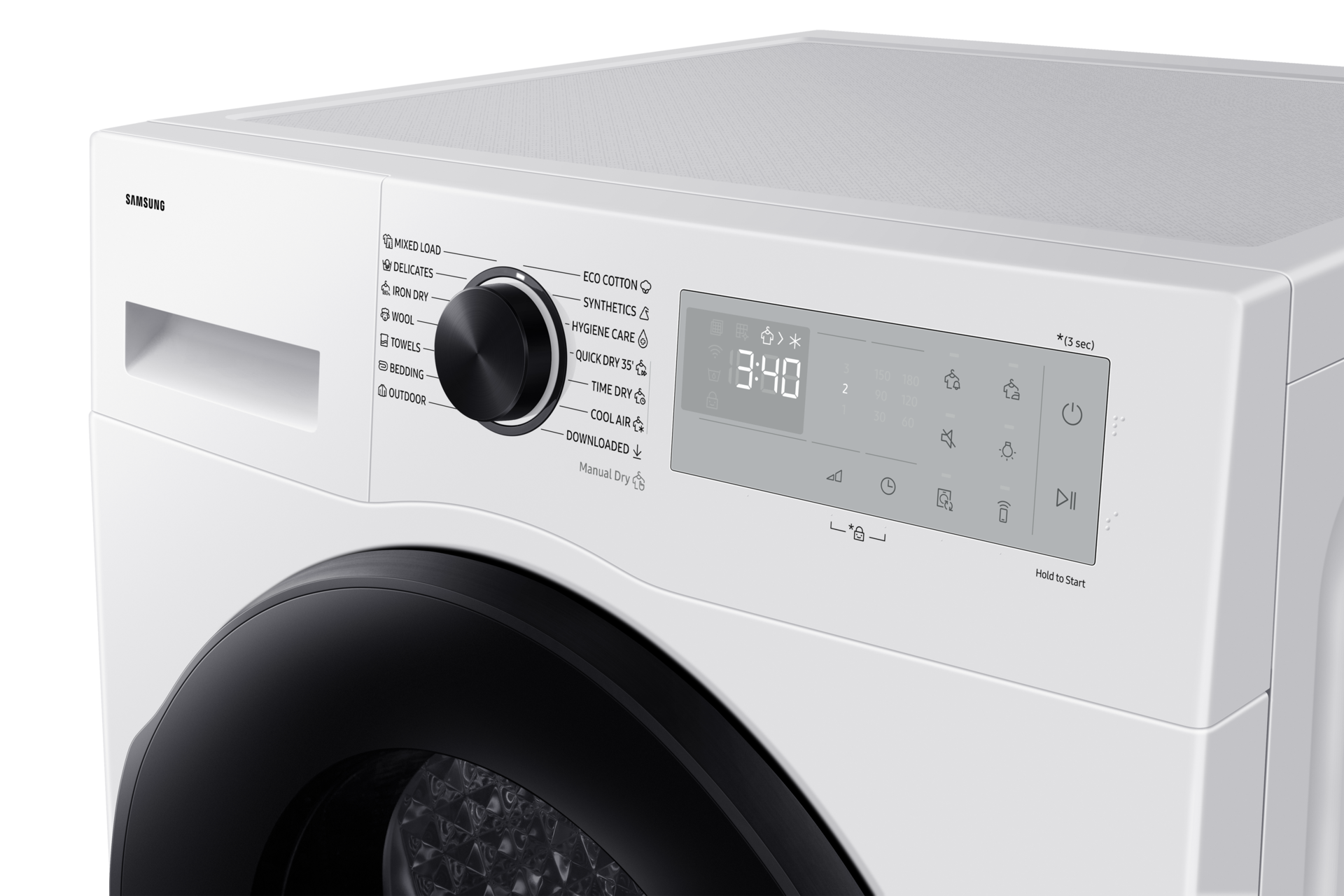 DV5000D Dryer SpaceMax™ and Hygiene Care 11kg Panel-Control White 