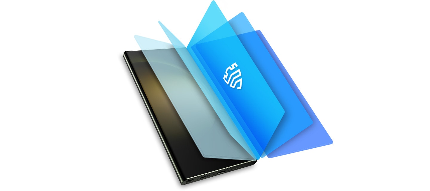 Slojevi Samsung Knox sigurnosne platforme za pametne telefone otvaraju se sa ekrana pametnog telefona.