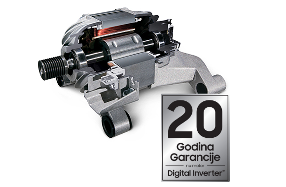 Motor za pranje sa digitalnom inverterskom tehnologijom daje 20-godišnju garanciju.