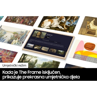 U sredini je prikazana stranica The Frame Art Store. Oko nje je mnoštvo umjetnina koje se mogu pronaći u Art Store.