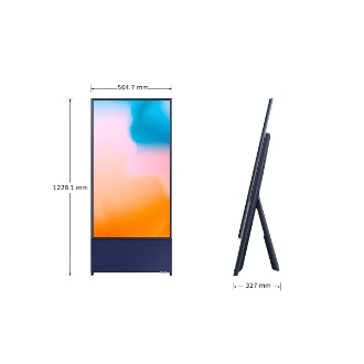 Dimenzije Samsung The Sero od 43 inča sa tamno plavim vertikalnim dizajnom
