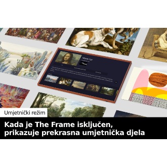 U sredini je prikazana stranica The Frame Art Store. Oko nje je mnoštvo umjetnina koje se mogu pronaći u Art Store.