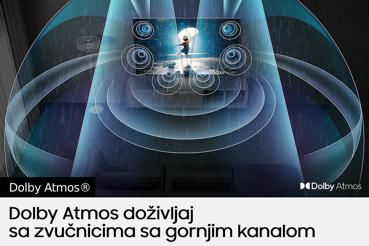 Zvučni talasi iz Dolby Atmos se šire iz OLED TV S95B i ispunjavaju prostoriju