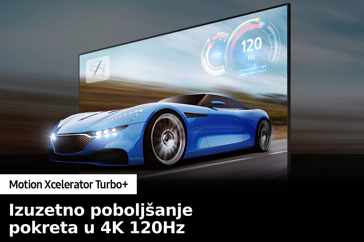 QLED TV Q70B sa Motion Xcelerator Turbo+ jasno prikazuje ekran sa igricama.