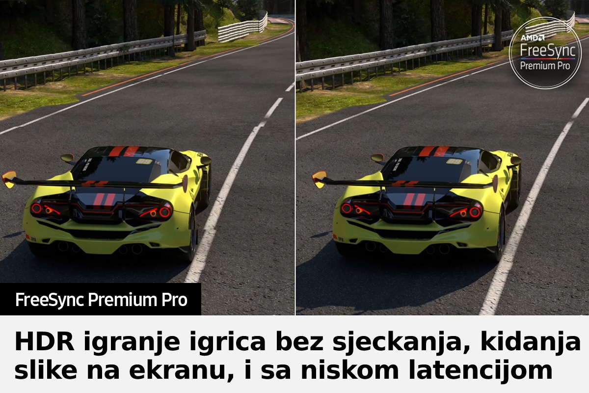 QLED TV Q70B sa FreeSync Premium Pro jasno prikazuje ekran sa igricama.