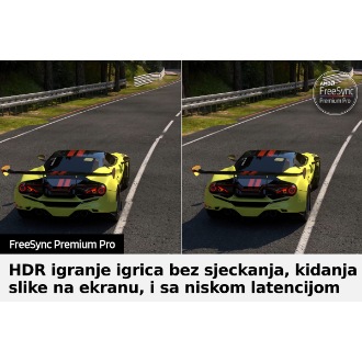 QLED TV Q70B sa FreeSync Premium Pro jasno prikazuje ekran sa igricama.