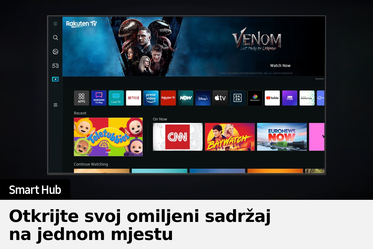 Crystal UHD BU8000 zagotavlja najrazličnejše OTT storitve in vsebine
