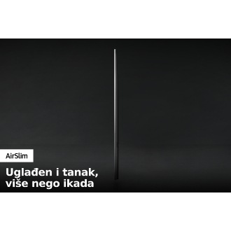 Slika Crystal UHD TV BU8000 iz profila prikazuje izjemno ozko obliko Crystal UHD TV AirSlim