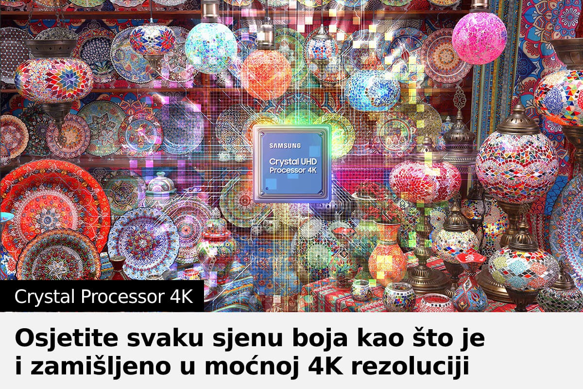 Crystal UHD BU8500 posjeduje Kristalni procesor 4K koji pametno povećava kvalitet slike
