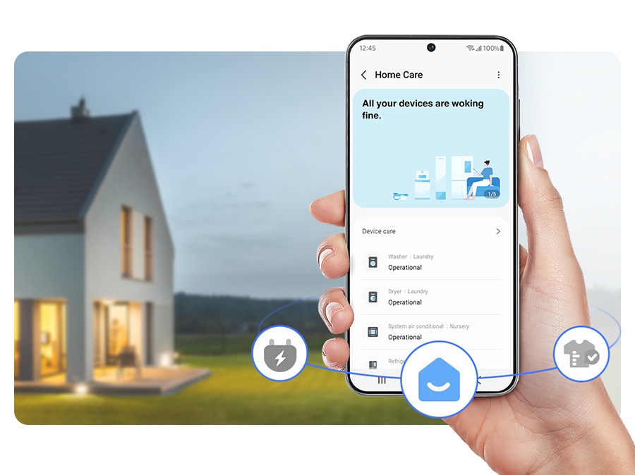 A person is using the SmartThings Home Care and takes care of the operation of the device.