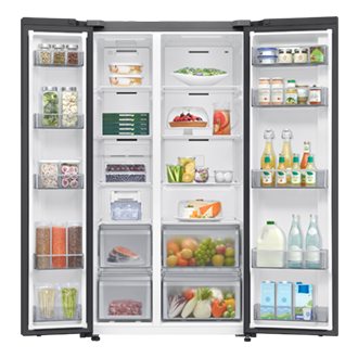 Bespoke AI Refrigerator SBS AI Energy mode Front-Open-With-food Clean Black 