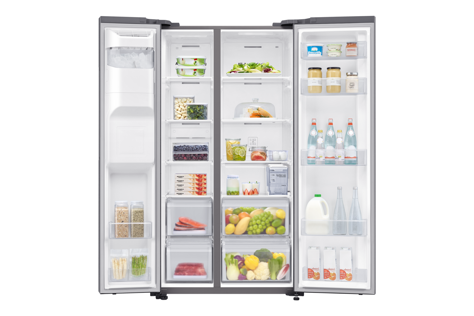 RS5000RC SBS with All-around Cooling Front-Open-With-Food Silver 