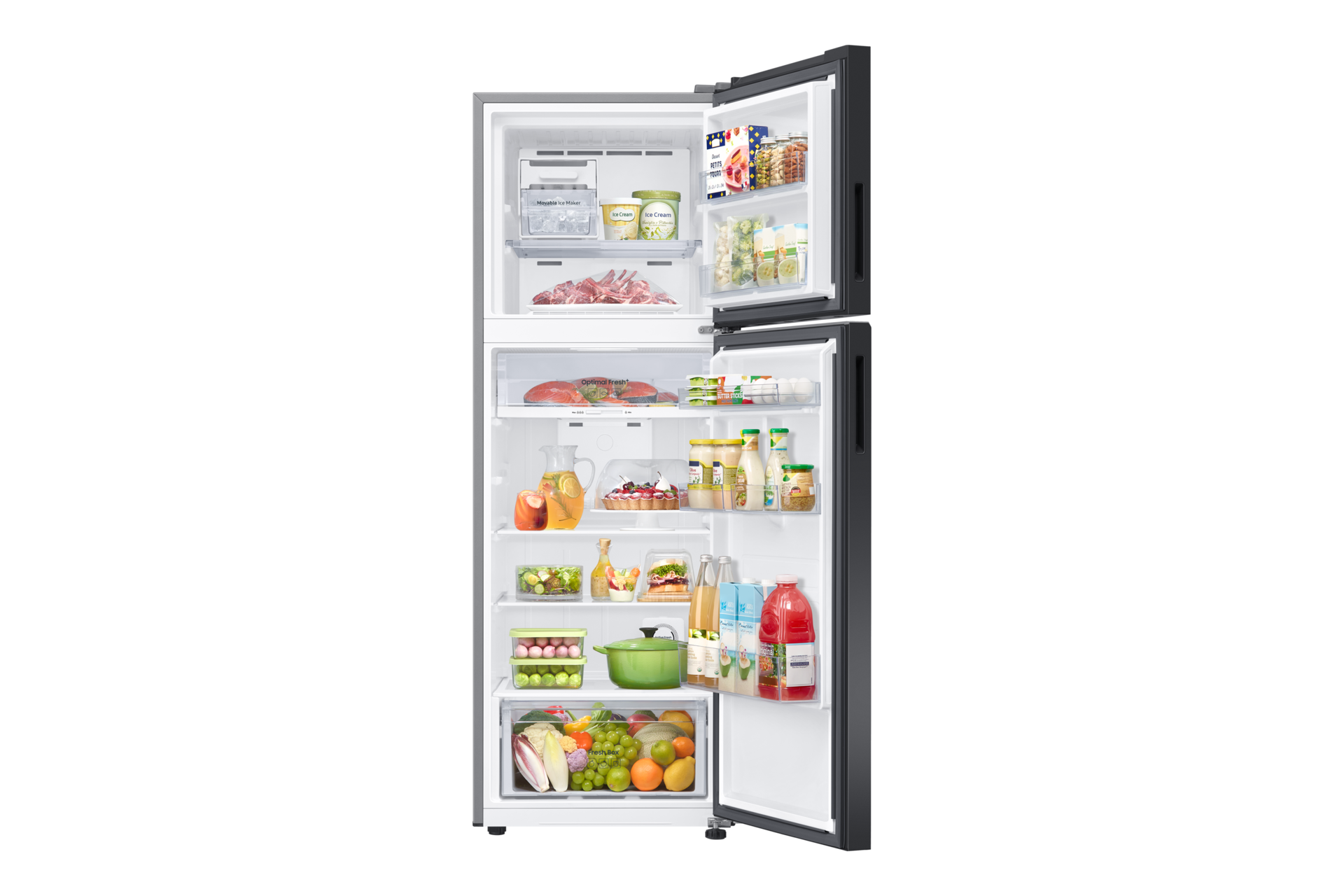 RT5300C Top Mount Freezer Refrigerators with Bespoke Design Front-Open-With-Food Clean Black 