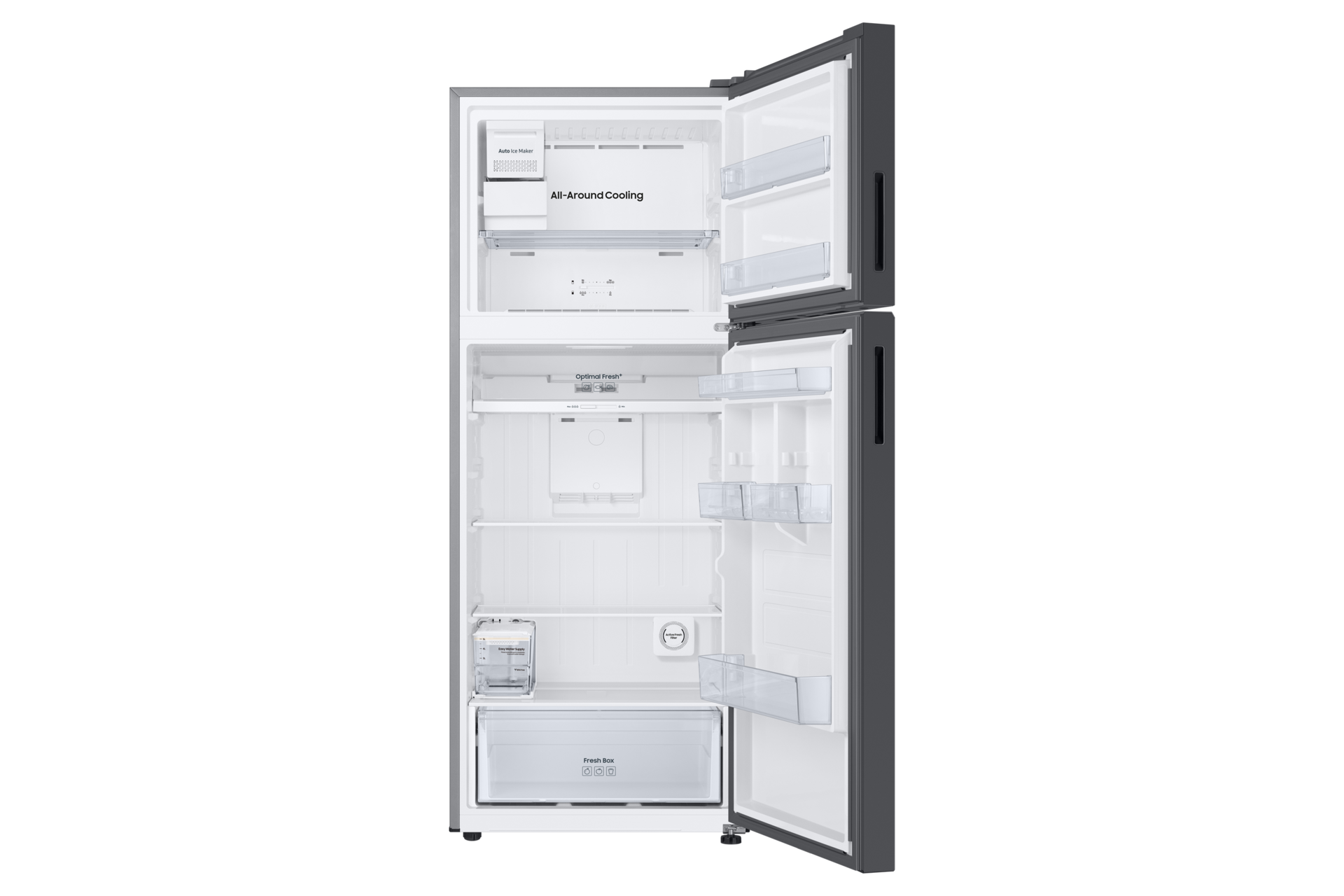 RT6300C Top Mount Freezer Refrigerators with Bespoke Design Front-Open-Without-Food Clean Black 